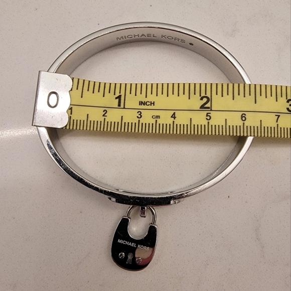 Michael Kors Stackable Bangle Sterling Silver Bracelet with Lock Charm - Picture 3 of 5